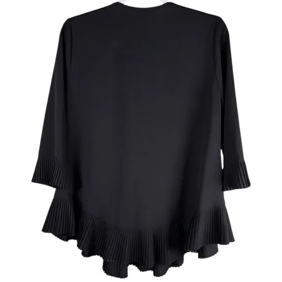 Zimmermann Black Pleated 3/4 Sleeve Crepe Swing Blouse Women’s Size 0/XS - Picture 2 of 6